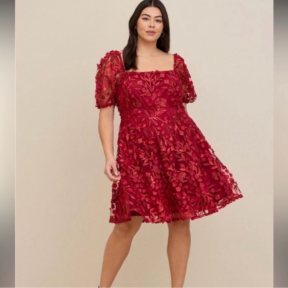 Torrid Floral Appliqué Dress with Pockets